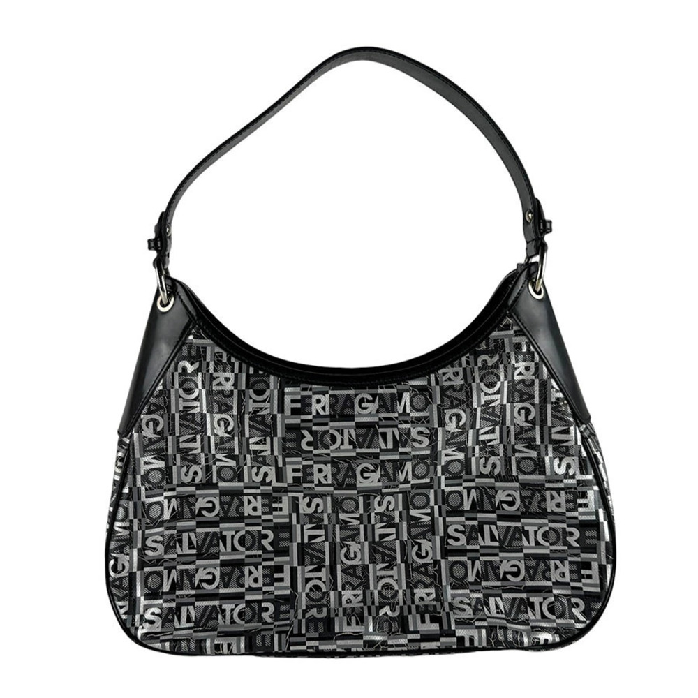 Salvatore Ferragamo shoulder bag canvas leather black
